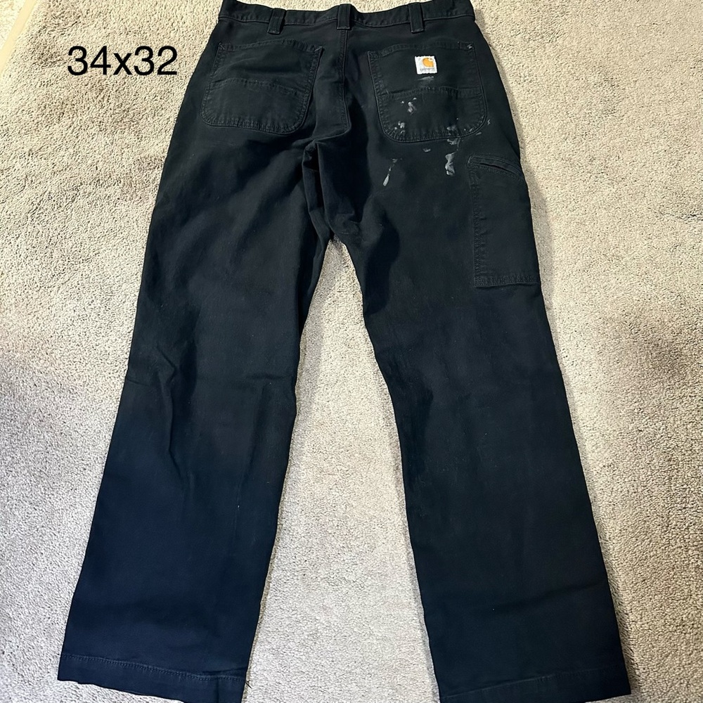 Carhartt Black Cargo Work Pants - Straight Leg, Some Adhesives